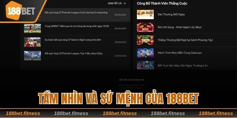 Tầm nhìn và sứ mệnh phát triển của 188bet